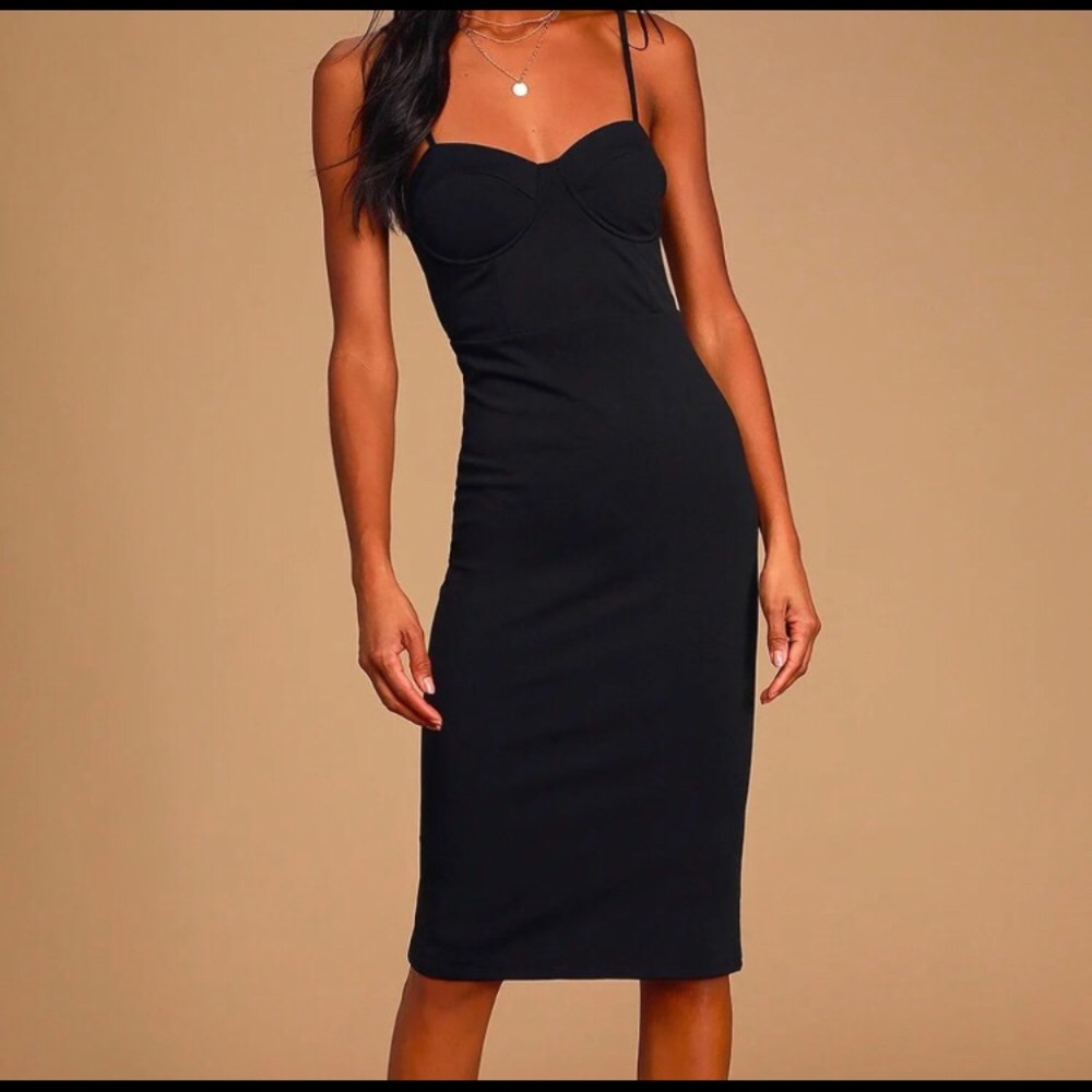 Charmed and Dangerous Bustier Bodycon Midi Dress